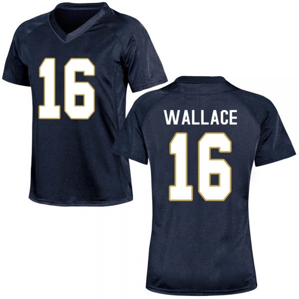 KJ Wallace Notre Dame Fighting Irish NCAA Women's #16 Navy Blue Replica College Stitched Football Jersey LUJ4055US